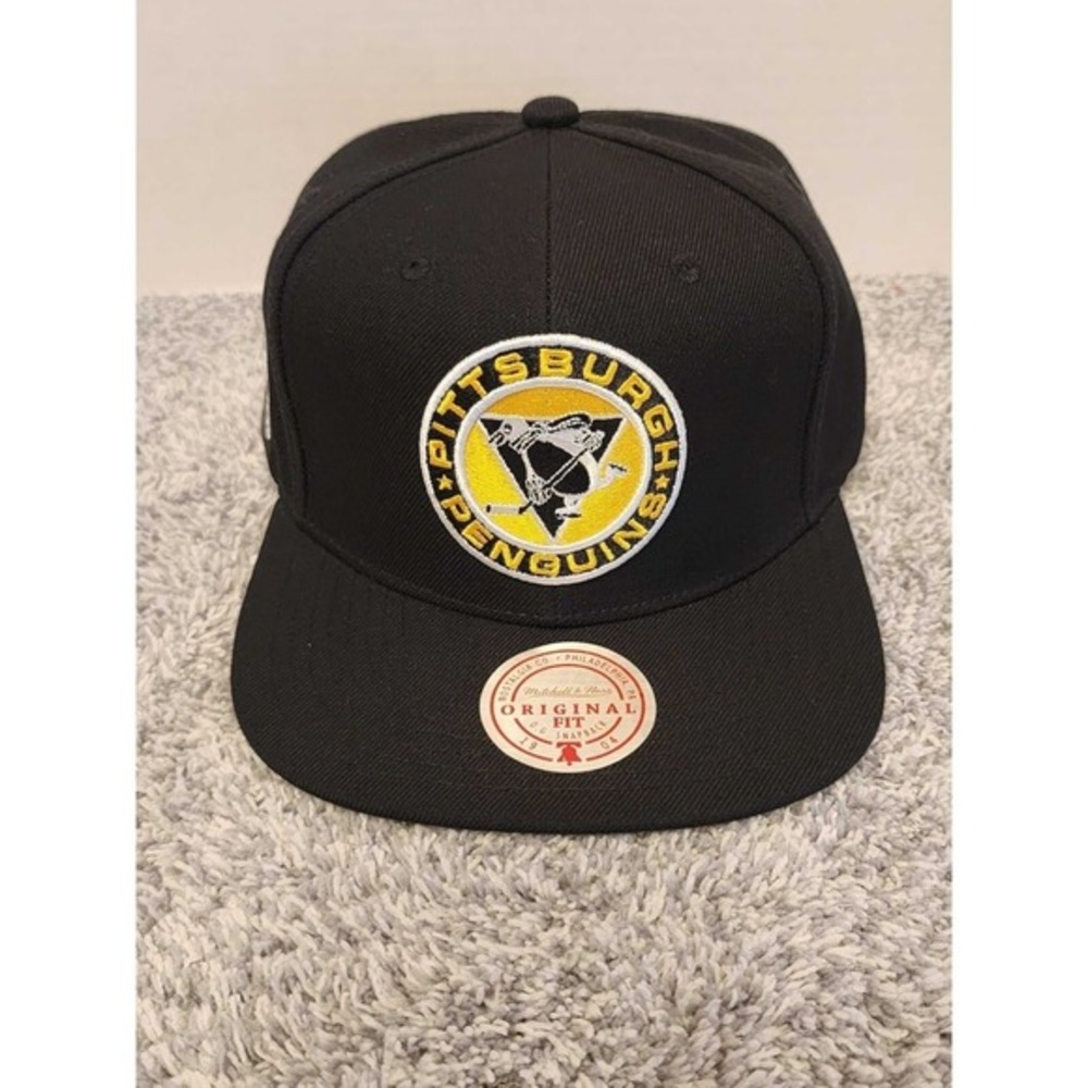 Mitchell Ness Pittsburgh Penguins NHL Alternate Flip‎ Snapback Hat Cap Black NWT